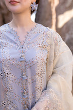 Lawn-3PC Embroidered Shirt with Organza Embroidered Dupatta