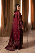 STITCHED EMBROIDERED SEMI PURE CHIFFON SUIT- 3 PC