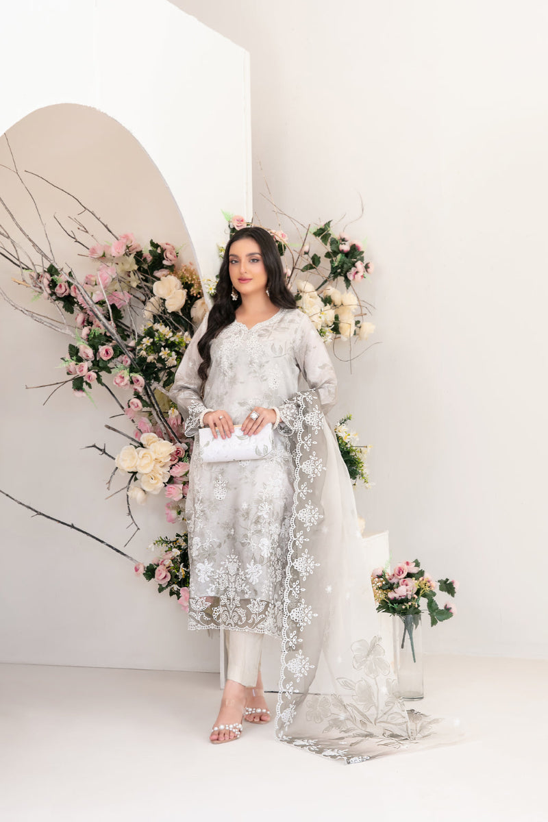 3 Piece  Organza  Stitched Collection by Tawakkal Fabrics