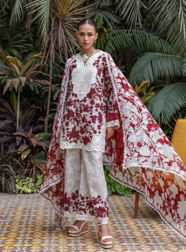 3 Piece Stitched  Lawn & Chiffon Suit - Ready to Wear