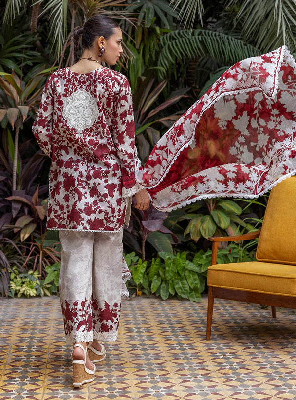 3 Piece Stitched  Lawn & Chiffon Suit - Ready to Wear