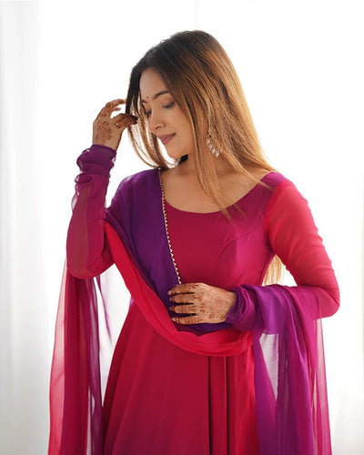 Trendy Colorful Padding Gown Set
