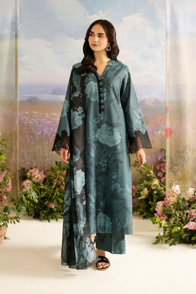 3-Piece Stitched Embroidered Lawn Suit With Chiffon Dupatta