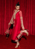 Silk Suit with Heavy Embroidery & Net Dupatta
