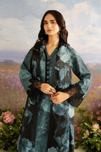 3-Piece Stitched Embroidered Lawn Suit With Chiffon Dupatta