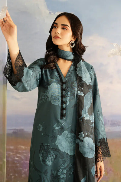 3-Piece Stitched Embroidered Lawn Suit With Chiffon Dupatta
