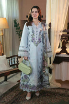 3PCS Fully Heavy Embroidered Lawn Dress With Digital Print Dupatta