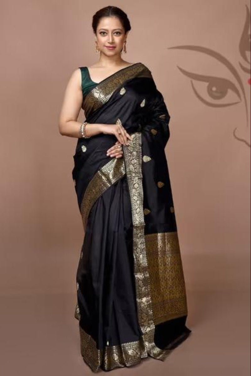 Banarasi Silk Saree With Unstitched Blouse For Women