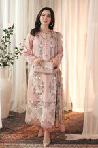 03-Piece  Embroidered Lawn Suit With Soft Silk Digital Printed Dupatta