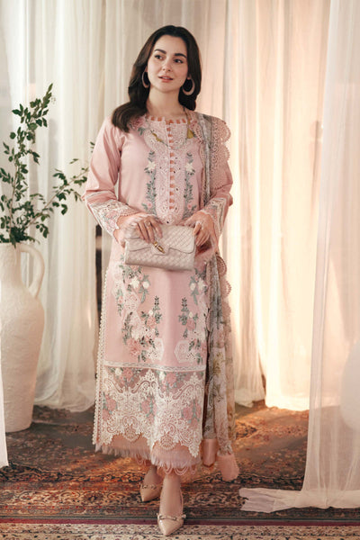 03-Piece  Embroidered Lawn Suit With Soft Silk Digital Printed Dupatta