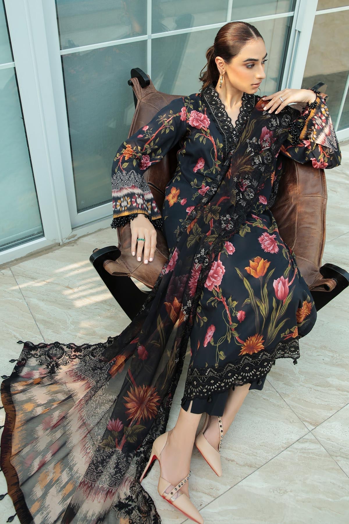 Nureh Lawn Embroidered 3 Piece Dress