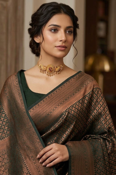 Elegant Banarsi Silk Saree For Women (Unstitched)
