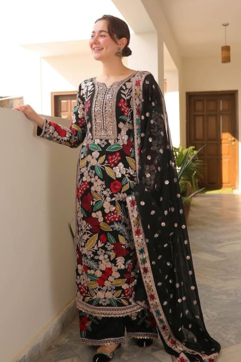 Elegant Chiffon Suit with Malai Trouser