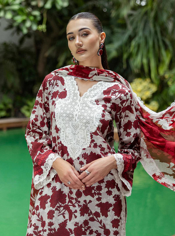 3 Piece Stitched  Lawn & Chiffon Suit - Ready to Wear