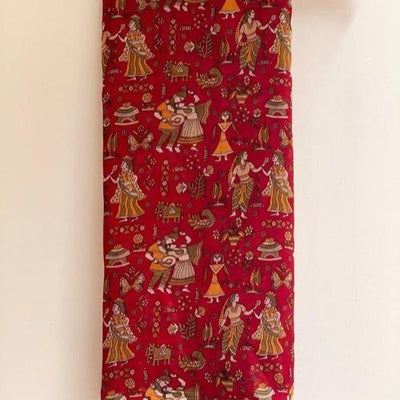 Faux Georgette Kalamkari Print Saree For Women (Unstitched)