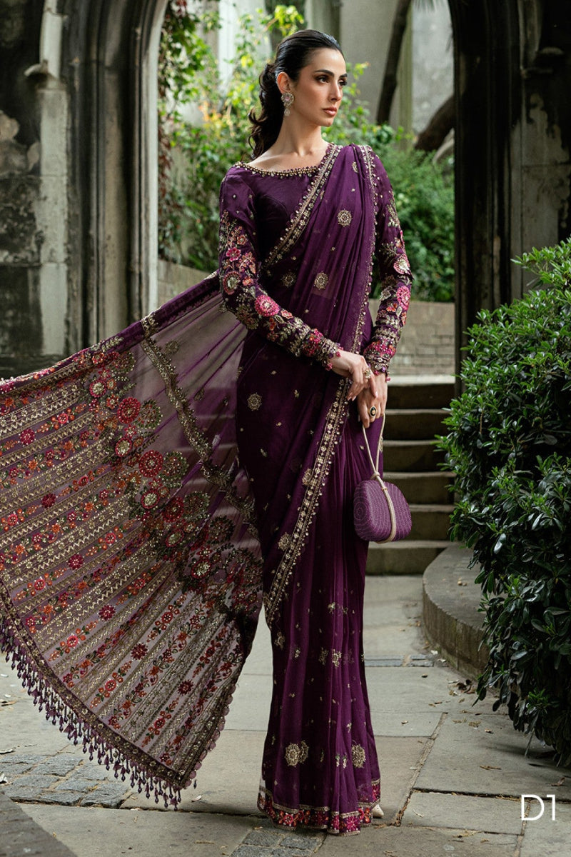 Chiffon Saree with Heavy Embroidery  - Ready  to Wear