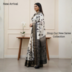 Classic Black And White Contrast Saree (Unstitched)