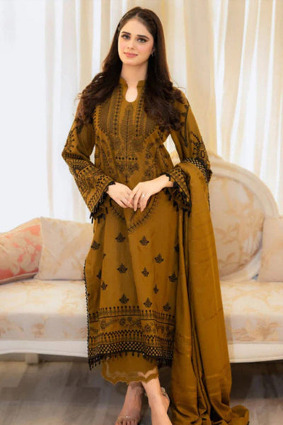 3 Piece Stitched Lawn Suit - Ready To Wear