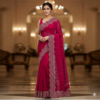 Stone Work Chiffon Georgette Saree for Women (Unstitched)