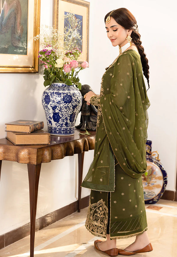 3PCS EMBROIDERED CHIFFON DRESS READY TO WEAR