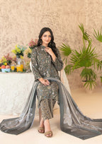 3-Piece Stitched Digital Printed Staple Fabric Collection with Exclusive Shawl Dupatta