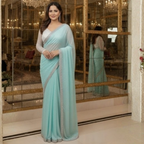 Georgette Saree with Blouse and Diamond Work For Women (Unstitched)