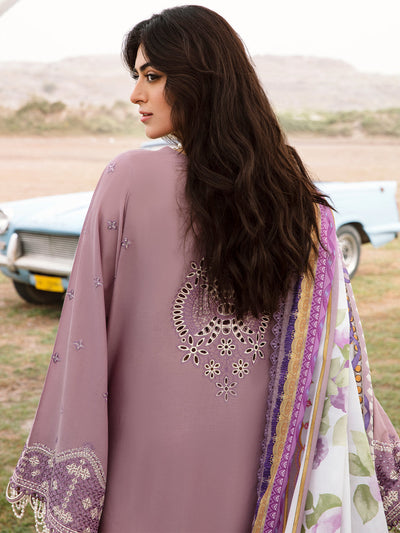 3-Piece Lawn Embroidered Suit With Digital Printed Silk Dupatta