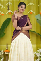 Silk Saree Lehenga With Blouse & Banarasi Dupatta For Women (Ustitched)