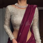 Traditional Embroidered Silk Saree For Women (Unstitched)
