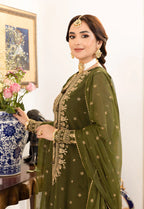 3PCS EMBROIDERED CHIFFON DRESS READY TO WEAR
