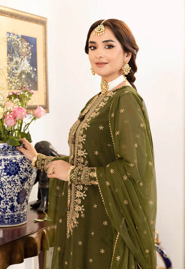 3PCS EMBROIDERED CHIFFON DRESS READY TO WEAR