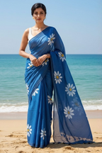 Printed Cotton Saree Collection With Fumka Border For Women (Unstitched)