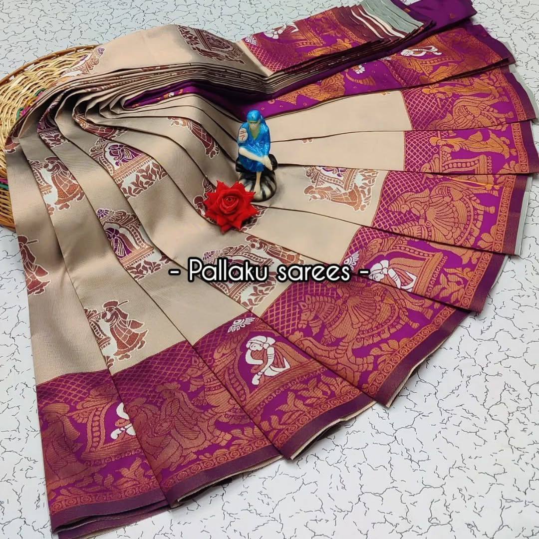 Kalamkari Dream Soft Silk Saree (Unstitched)