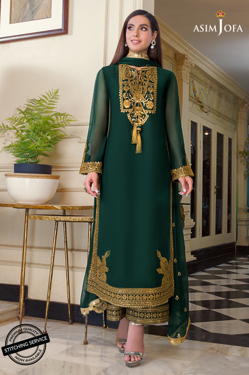 Heavy Embroidered Spangle Work Chiffon 3 Piece Suit