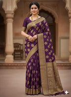 Exquisite Jacquard Silk Saree with Grand Pallu (Unstitched)