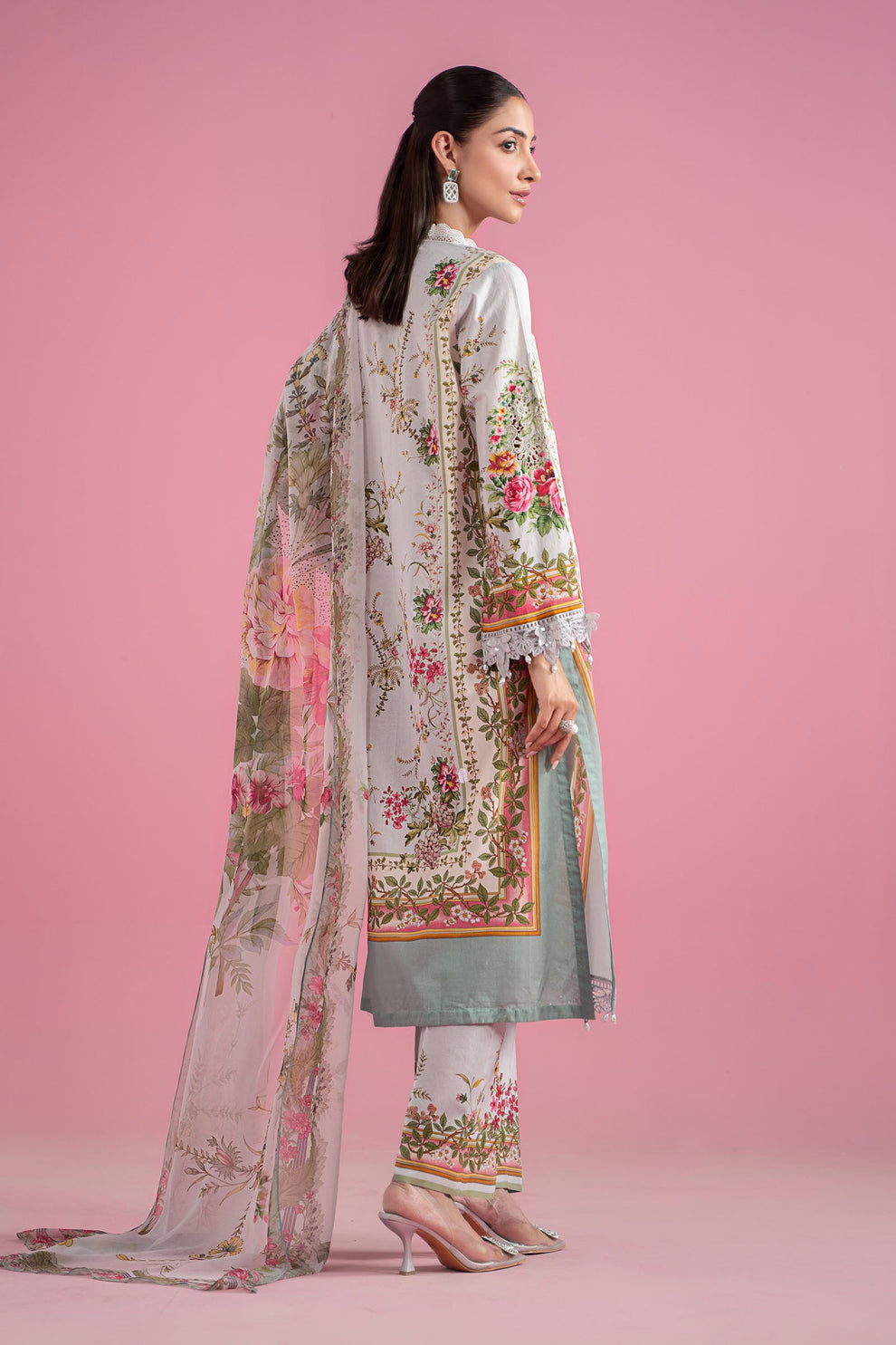 Premium Printed Lawn Suit with Embroidered Patches & Chiffon Dupatta.