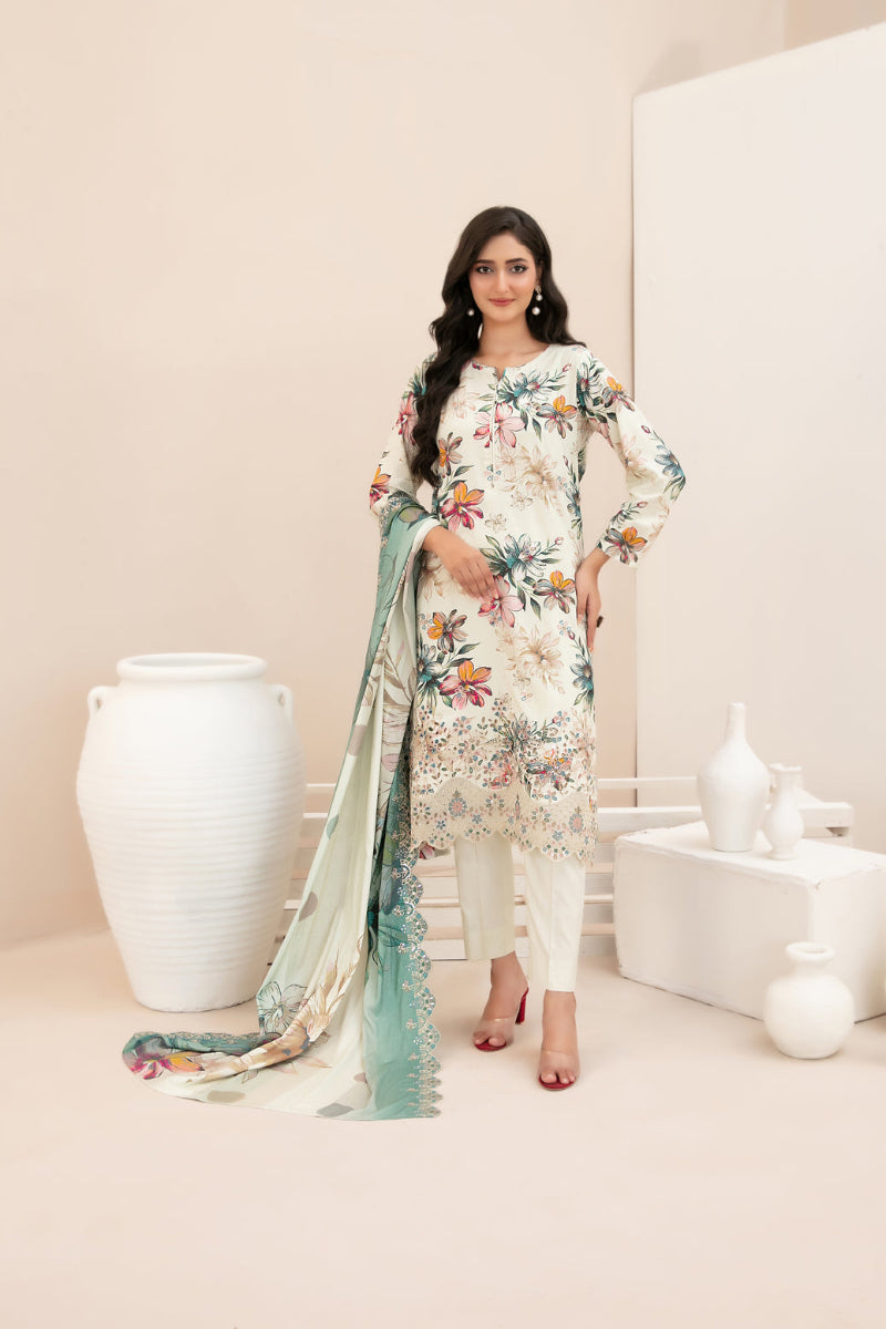 Misbah by Tawakkal Fabrics – Embroidered Lawn 3-Piece Suit