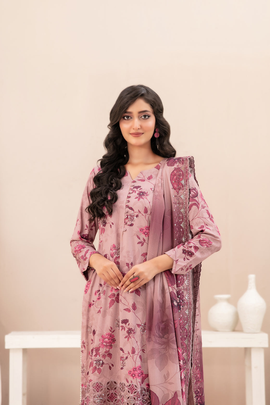 3-Piece Stitched Lawn  Suit