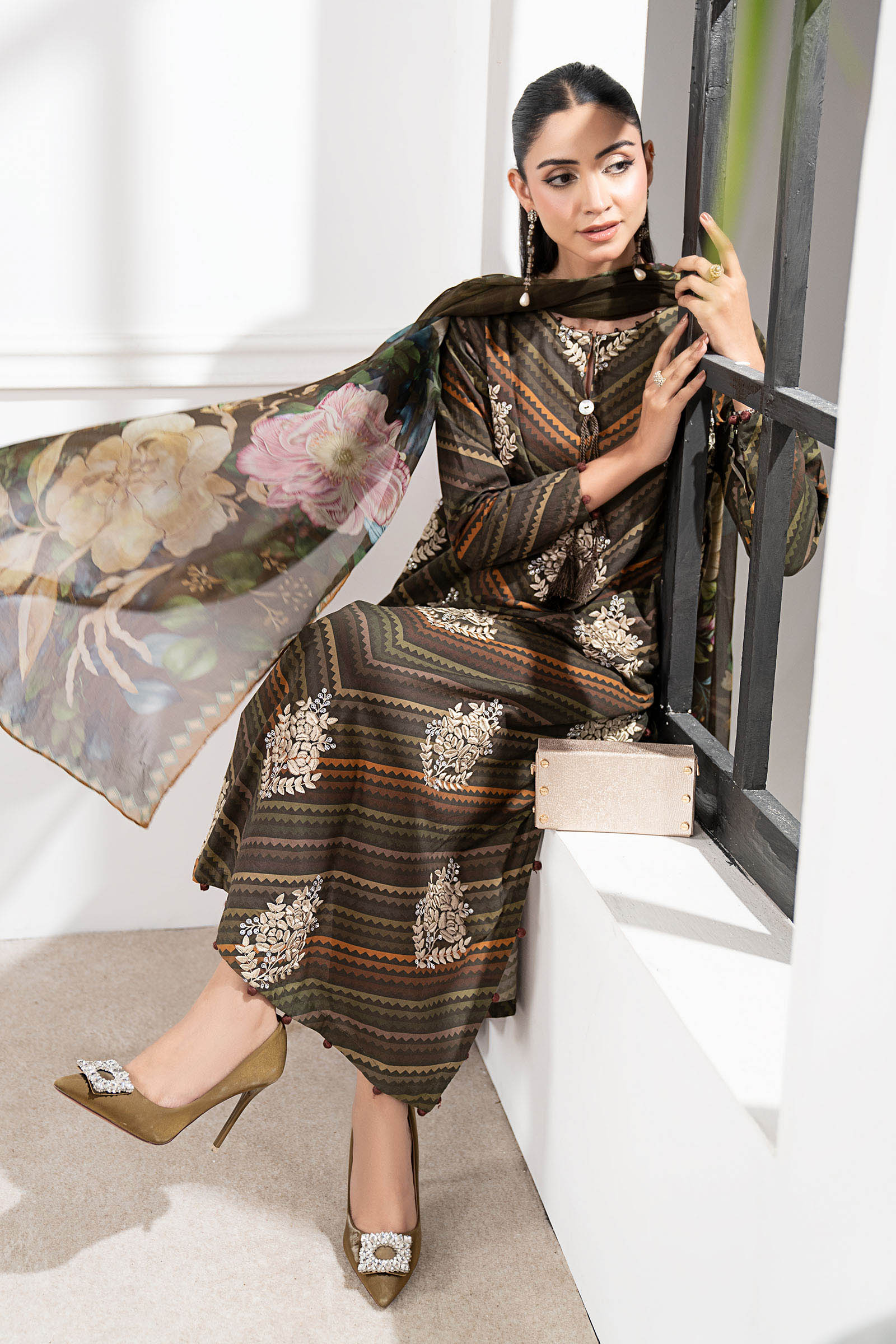 3 Piece Printed Lawn With Fully Heavy Embroidered Dress