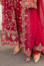 3-Piece Ciffon Heavy Embroidered Dress With Silk Trouser