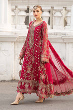 3-Piece Ciffon Heavy Embroidered Dress With Silk Trouser