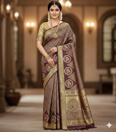 Exquisite Jacquard Silk Saree with Grand Pallu (Unstitched)