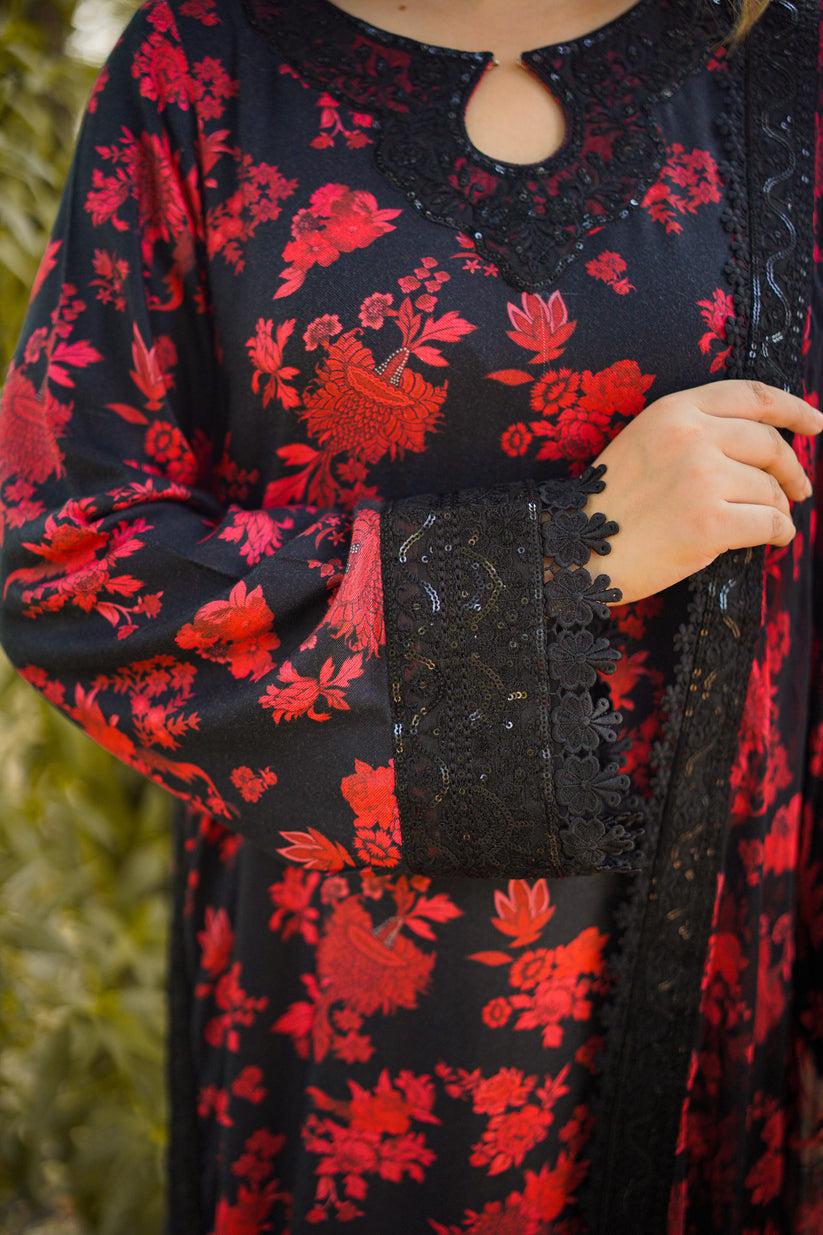 Aneela’s Black Luxury Lawn Suit Ready To Wear