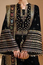 03-Piece Embroidered Velvet Formal Suit Ready To Wear
