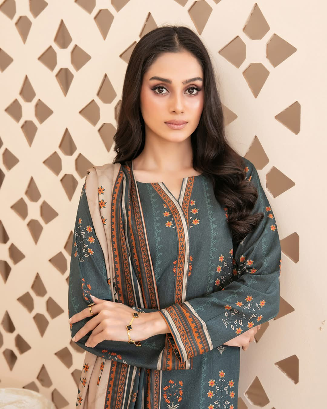 3  Piece Stitched Chiffon Suit
