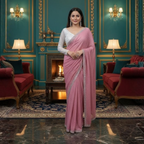 Georgette Saree with Blouse and Diamond Work For Women (Unstitched)