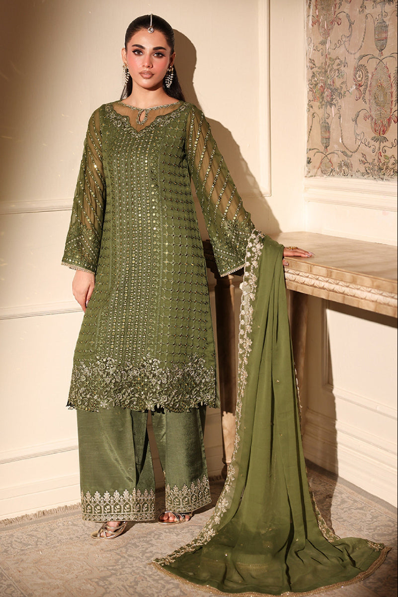 3  Piece Stitched Chiffon  Suit - Ready to Wear