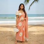 Printed Cotton Saree Collection With Fumka Border For Women (Unstitched)