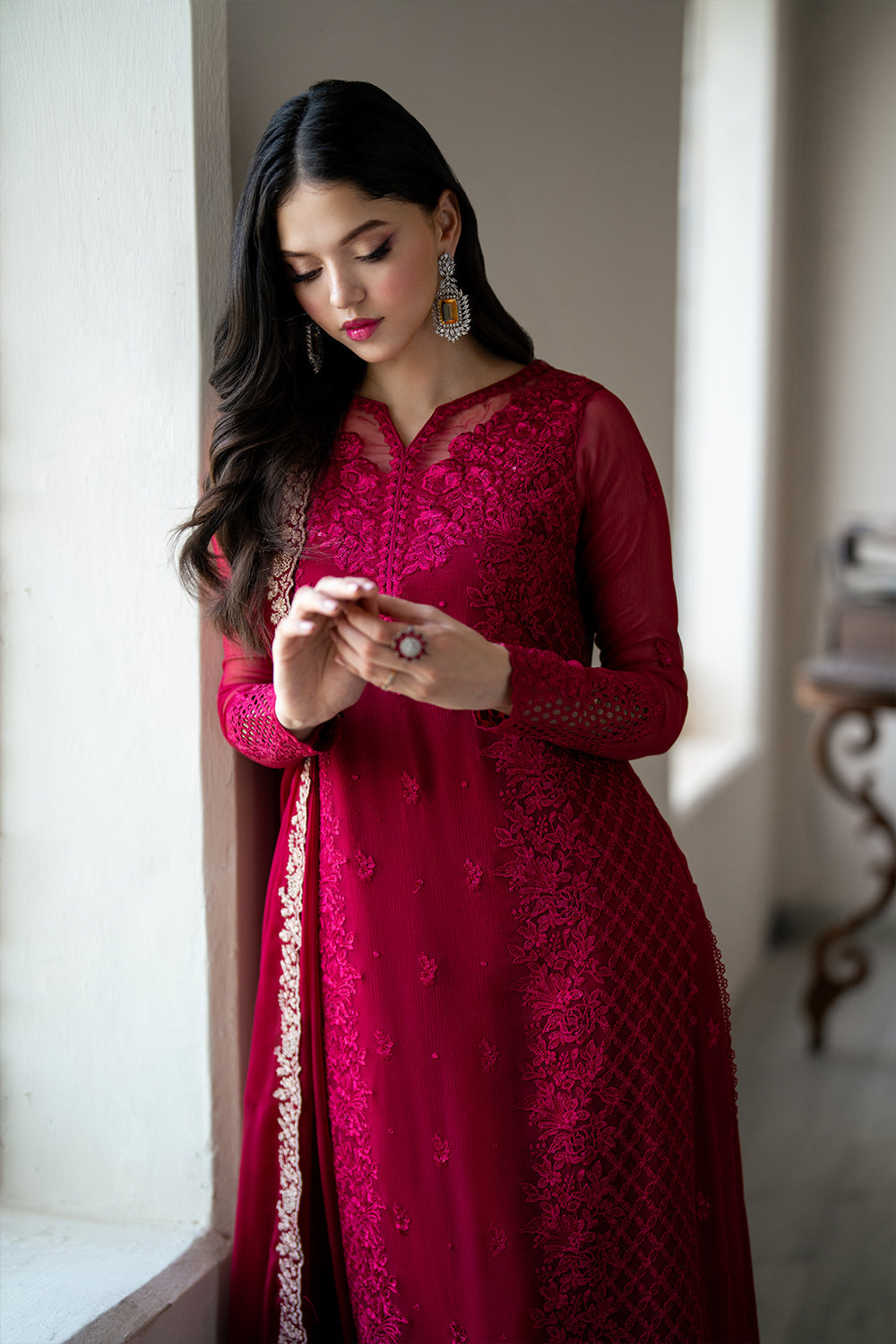 Premium Embroidered Chiffon Suit – stitched 3-Piece