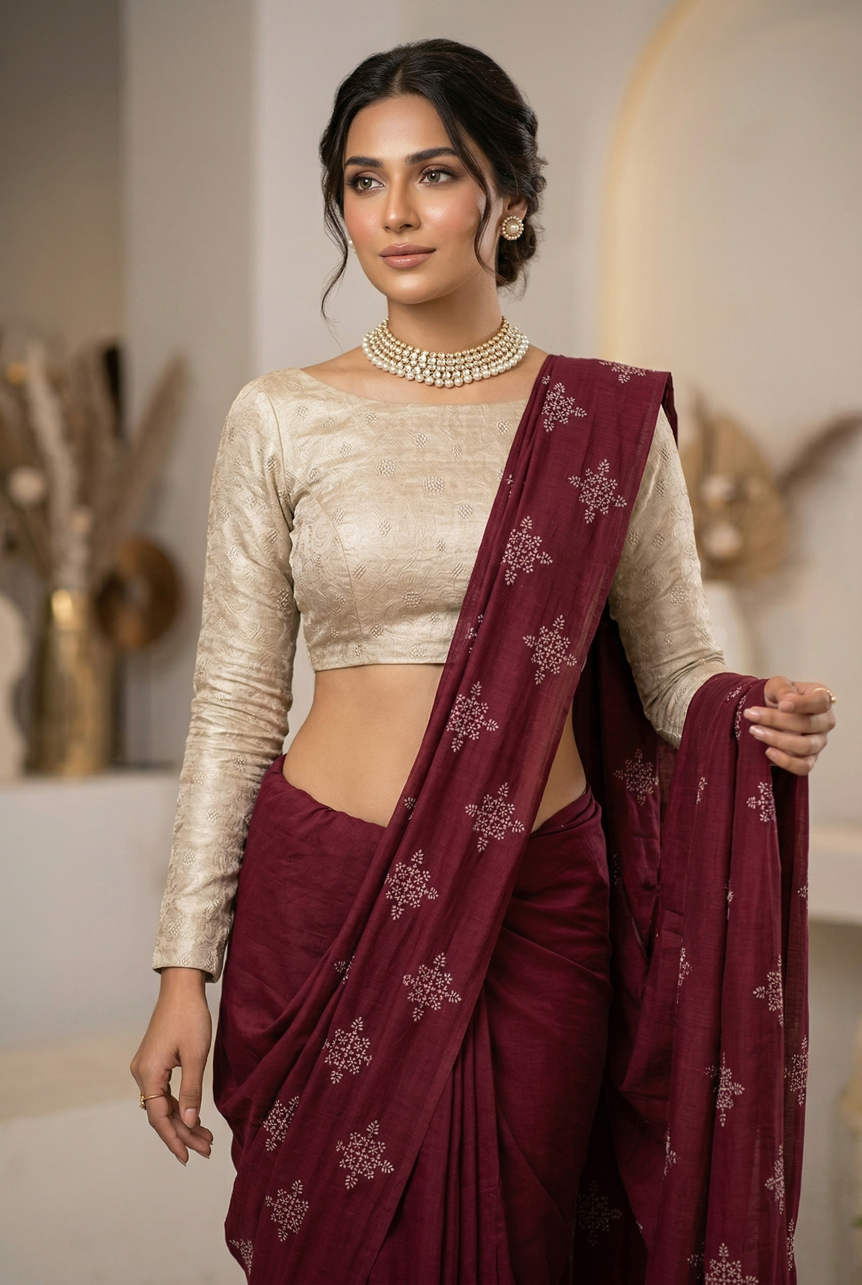 Traditional Embroidered Silk Saree For Women (Unstitched)